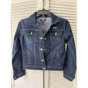 DKNY Girls Dark Blue Denim Jean Jacket Size L (12)